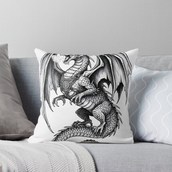 Item preview, Armored Guardian Dragon - Ornate Ink Illustration Art designed and sold by DragonSerpent Ink.