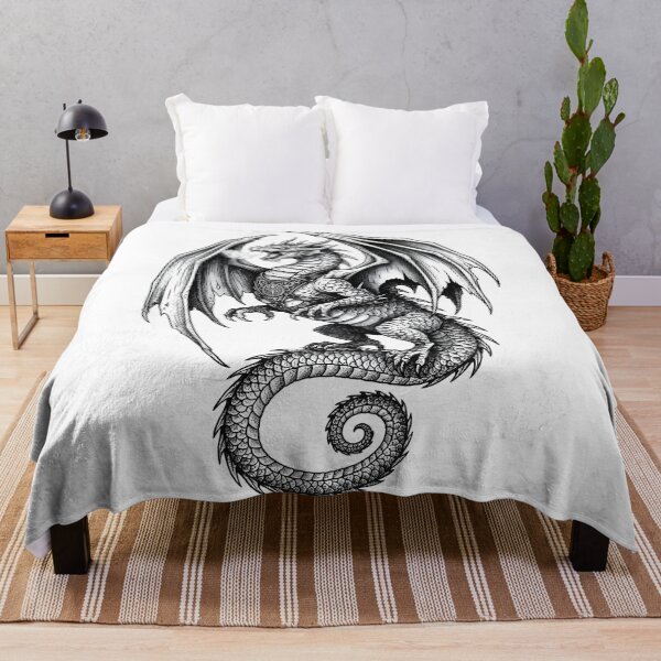 Item preview, Armored Guardian Dragon - Ornate Ink Illustration Art designed and sold by DragonSerpent Ink.