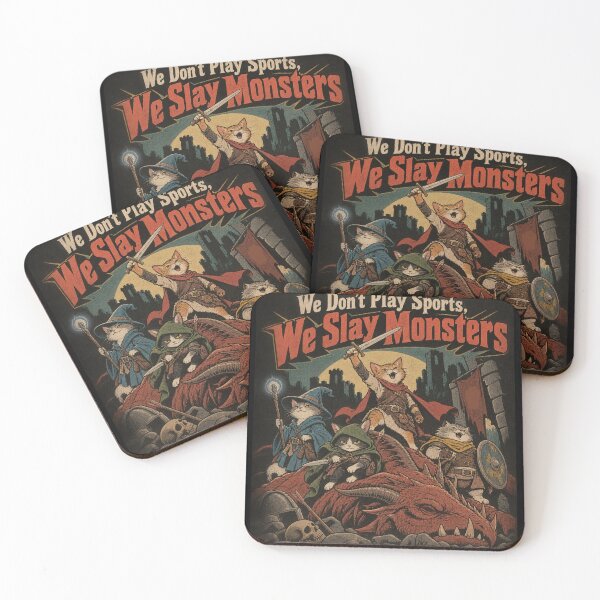 Item preview, We Slay Monsters Cat Adventurers Party Fantasy Art TTRPG designed and sold by Yellowriversss.