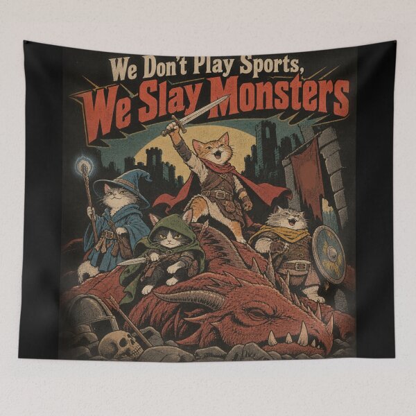 Item preview, We Slay Monsters Cat Adventurers Party Fantasy Art TTRPG designed and sold by Yellowriversss.