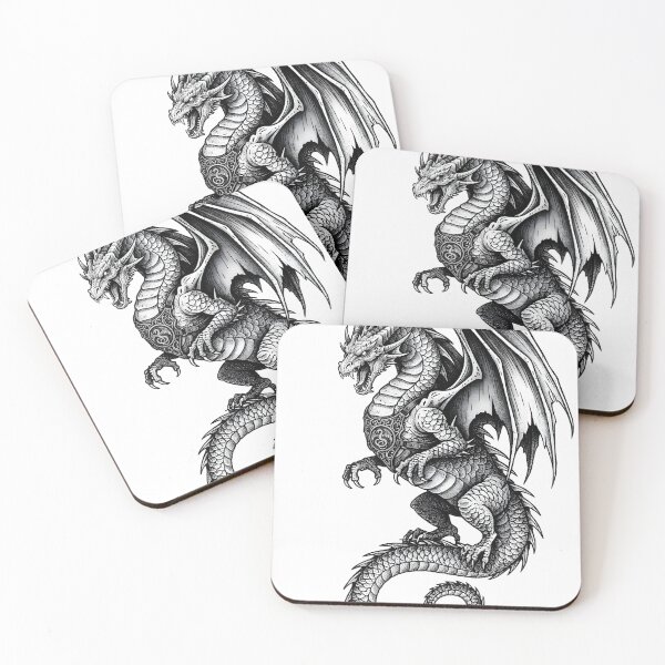Item preview, Emblem Dragon Guardian - Fine Line Ink Illustration designed and sold by DragonSerpent Ink.
