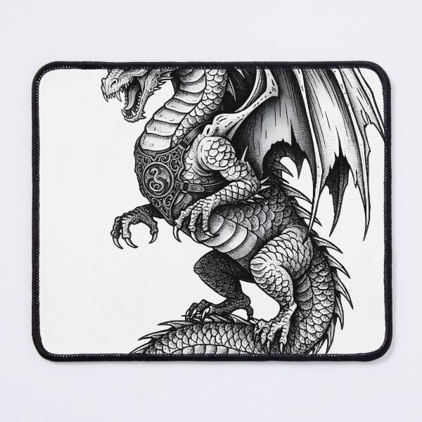 Item preview, Emblem Dragon Guardian - Fine Line Ink Illustration designed and sold by DragonSerpent Ink.