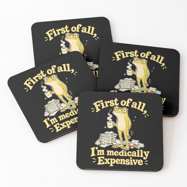Item preview, First Of All I’m Medically Expensive Frog Drinking Coffee designed and sold by MarlaMaloneShop.