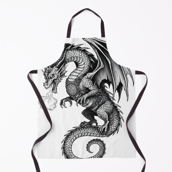 Item preview, Fire Breathing Armored Dragon - Emblem Harness Ink Art designed and sold by DragonSerpent Ink.