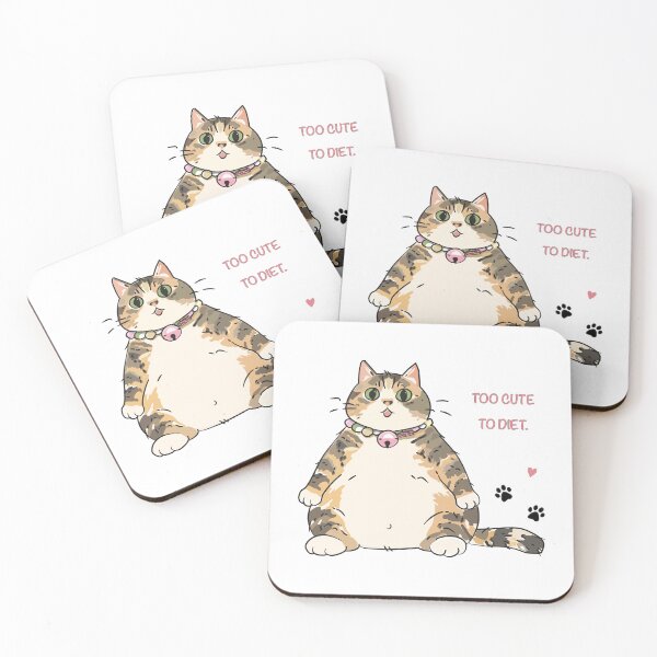 Item preview, Too Cute to Diet Funny Chubby Cat Cute Cat Lover Design designed and sold by NongKhaoYai.