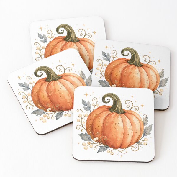 Item preview, Watercolor Pumpkin Autumn Harvest Botanical Cottagecore Fall Art Design Print designed and sold by inkoutninja.