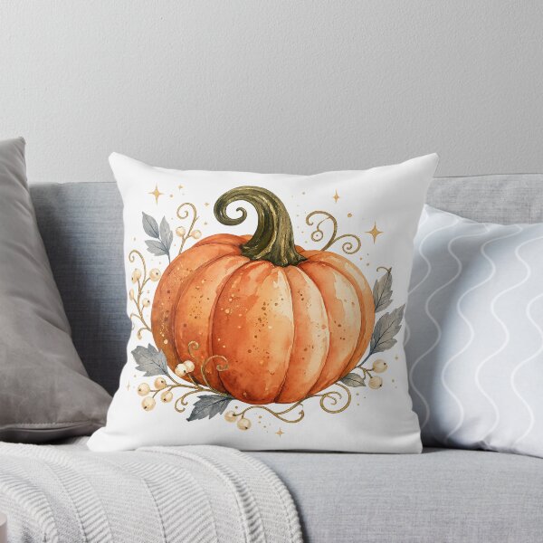 Item preview, Watercolor Pumpkin Autumn Harvest Botanical Cottagecore Fall Art Design Print designed and sold by inkoutninja.