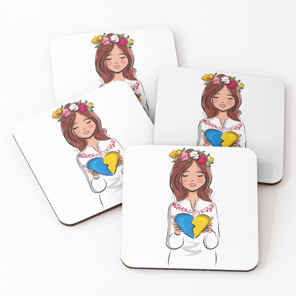 Item preview, Ukrainian Woman with Flower Crown Holding Blue and Yellow Heart - Support Ukraine Heritage Art designed and sold by Elite Wall Art.