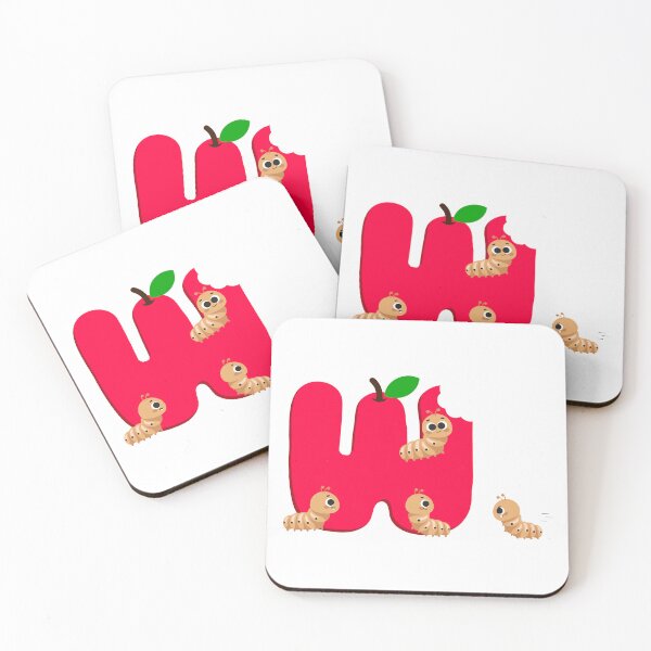 Item preview, Cute Letter W Apple with Little Worms Kawaii Design designed and sold by Mazza-mazza.