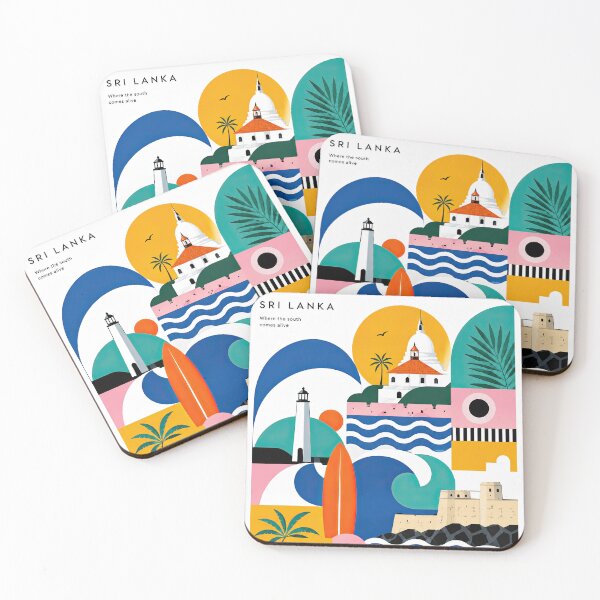 Item preview, Colorful abstract travel poster featuring Sri Lankan landmarks, designed and sold by ckybe.