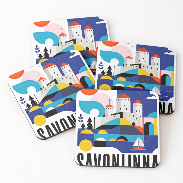 Item preview, Colorful geometric travel poster depicting Savonlinna, Finland, designed and sold by ckybe.