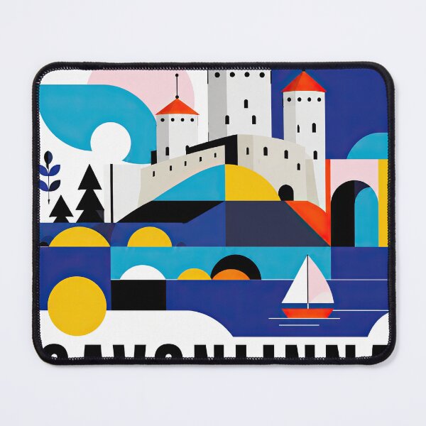 Item preview, Colorful geometric travel poster depicting Savonlinna, Finland, designed and sold by ckybe.