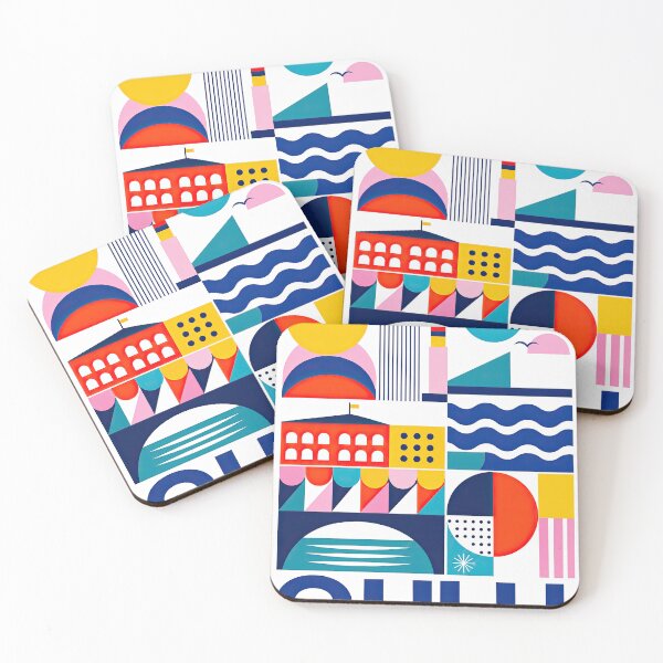 Item preview, Colorful geometric poster featuring abstract architecture, waves designed and sold by ckybe.