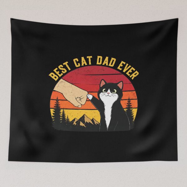 Item preview, Best Cat Dad Ever Retro Sunset Mountain Cat designed and sold by GiaoCalonas.
