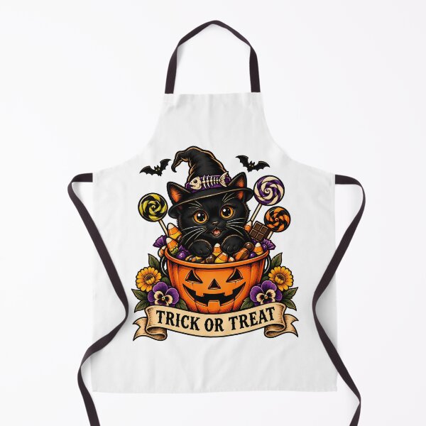 Item preview, Cute Black Cat Halloween Pumpkin Trick or Treat Tattoo designed and sold by Old's Cool Cat Studio.