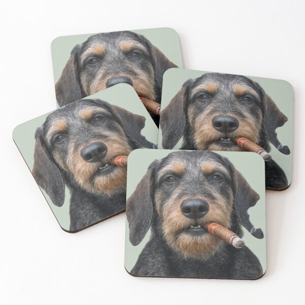 Item preview, Bad Boy Wirehaired Dachshund Smoking Cigar designed and sold by chicworld2026.