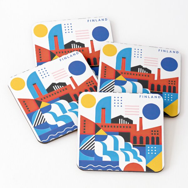Item preview, Colorful geometric poster of Tampere, Finland featuring stylized designed and sold by ckybe.