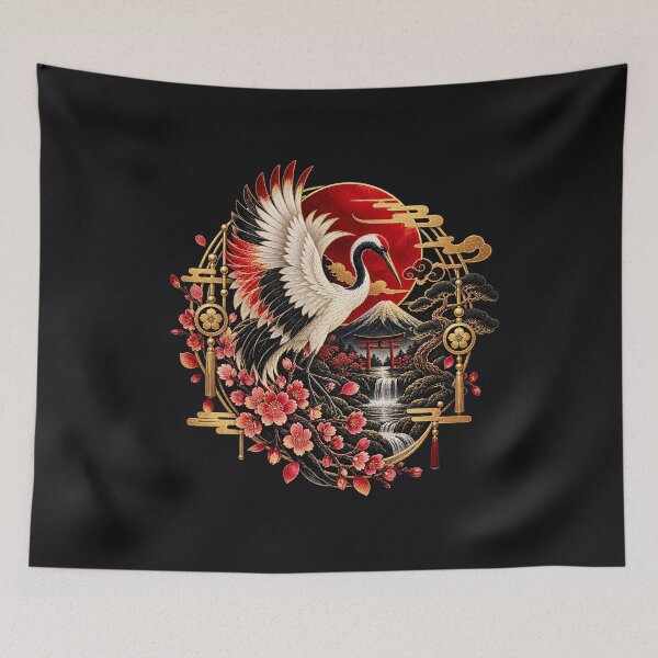Item preview, Crimson Crane Sanctuary Japanese Crane Art designed and sold by d69designs.