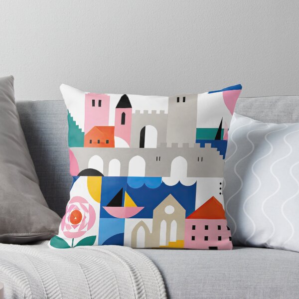 Item preview, Colorful geometric poster depicting Visby, Sweden, with stylized designed and sold by ckybe.