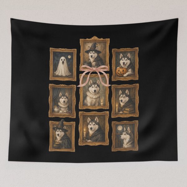 Item preview, Vintage Spooky Husky Dog Portraits Ghost Halloween designed and sold by ViVarRi.