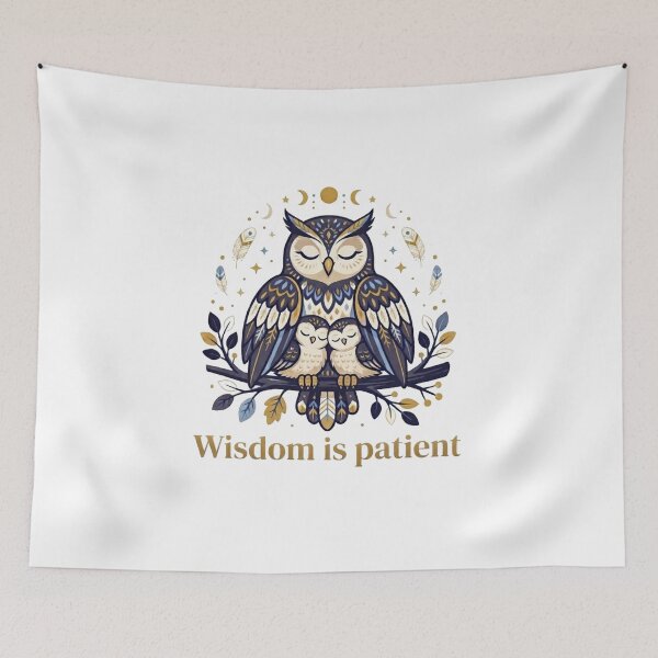 Item preview, Celestial Owl Family Illustration Wisdom is Patient designed and sold by Wildlife Wonders.