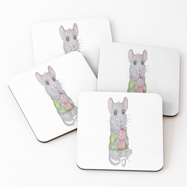 Item preview, Cute mouse with cupcake – crayon illustration designed and sold by alilu-art .