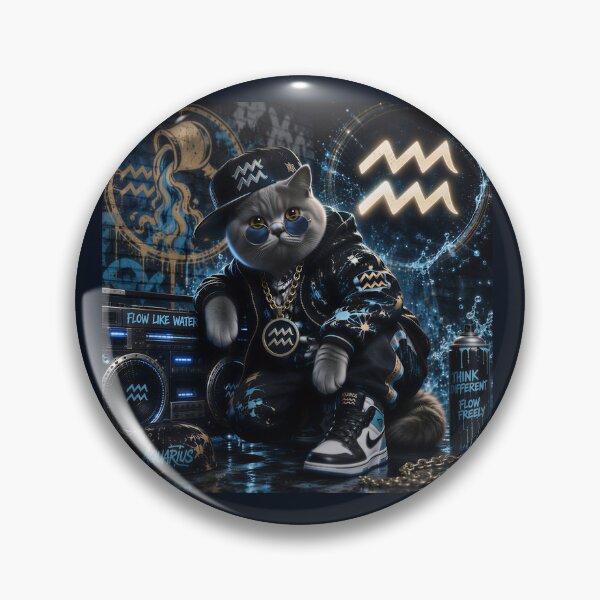 Item preview, Aquarius Cat Zodiac Cyberpunk Hip Hop Streetwear designed and sold by Soluna Studio.