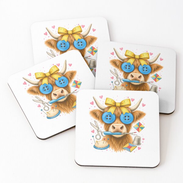 Item preview, Highland Cow Sewing Craft Buttons Scissors Thread Needle designed and sold by MarlaMaloneShop.