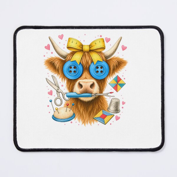 Item preview, Highland Cow Sewing Craft Buttons Scissors Thread Needle designed and sold by MarlaMaloneShop.