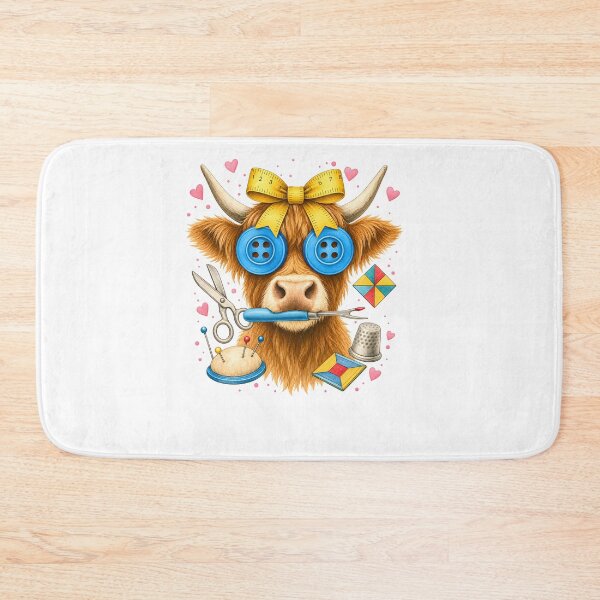 Item preview, Highland Cow Sewing Craft Buttons Scissors Thread Needle designed and sold by MarlaMaloneShop.
