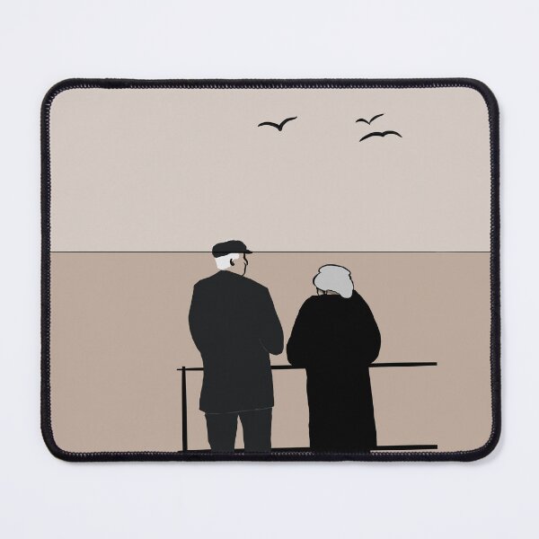 Item preview, Minimalist Elderly Couple by the Sea - Boho Neutral Love Illustration designed and sold by Elite Wall Art.