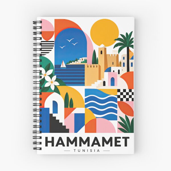 Item preview, Colorful geometric travel poster featuring Hammamet, Tunisia, wi designed and sold by ckybe.