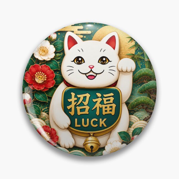 Item preview, Japanese Lucky Cat & Shofuku Kanji Art – Luck – Hisui Jade Palette designed and sold by  Miyabi Tonaegoto Art.