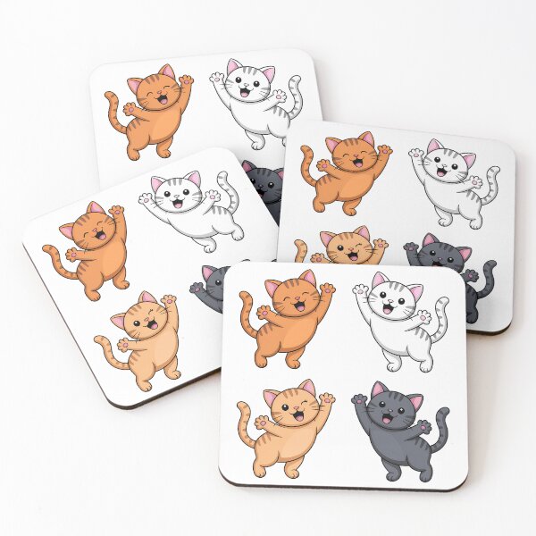 Item preview, Happy Dancing Cats — Cute Kawaii Cat Sticker Set Design designed and sold by LoFizzy.