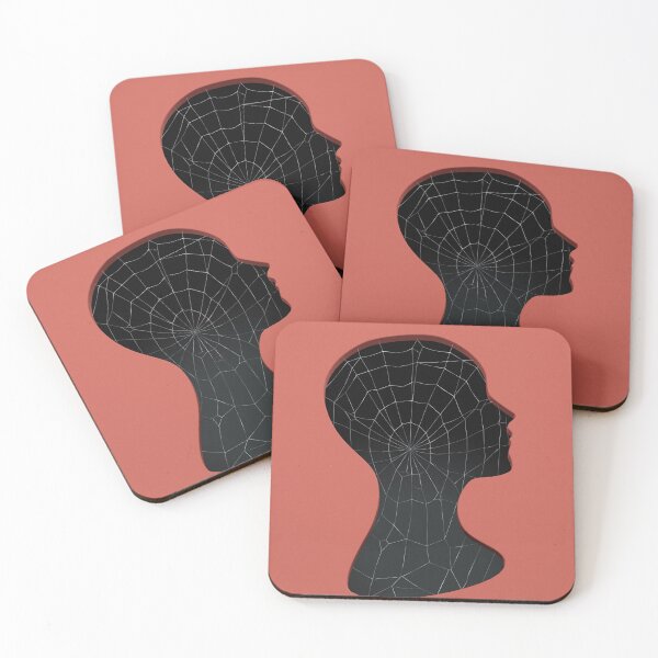 Item preview, Surreal Human Silhouette with Geometric Web - Mental Health & Overthinking Conceptual Art designed and sold by Elite Wall Art.