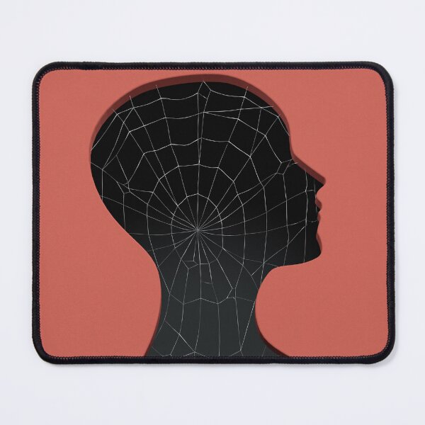 Item preview, Surreal Human Silhouette with Geometric Web - Mental Health & Overthinking Conceptual Art designed and sold by Elite Wall Art.