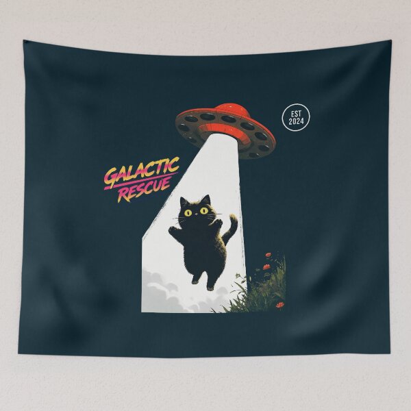 Item preview, Cat UFO Abduction Retro Poster designed and sold by FailedScientis.