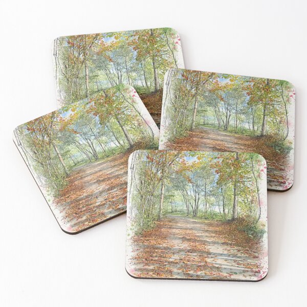 Item preview, Autumn watercolor: forest path designed and sold by Axokris.