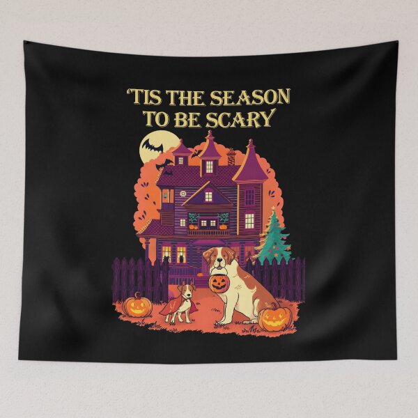 Item preview, Tis The Season To Be Scary Haunted House Dogs Halloween Christmas designed and sold by MarlaMaloneShop.