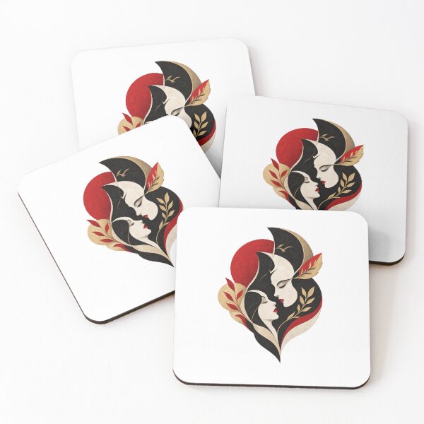 Item preview, Mother and Child Silhouette Art with Elegant Botanical Abstract Design designed and sold by Scarlet Oracle.
