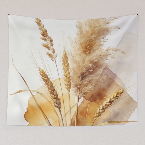 Item preview, Dried Pampas Grass & Wheat Watercolor - Earthy Boho Botanical Wall Art designed and sold by sana designer.