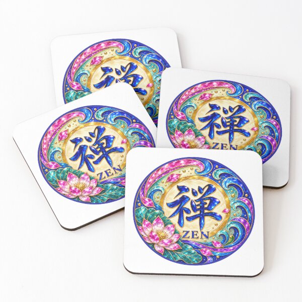 Item preview, Zen Kanji Japanese Lotus & Wave Art – 禅 Mindfulness Design | Jewel Tone Edition designed and sold by  Miyabi Tonaegoto Art.