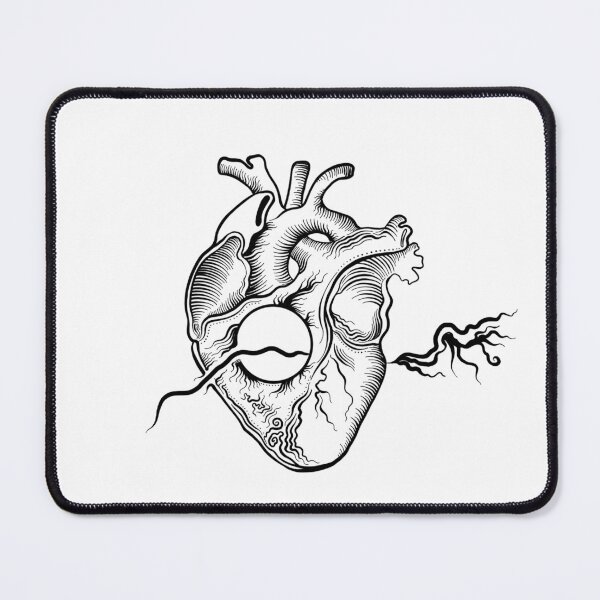 Item preview, Surreal Anatomical Heart with Moon and Roots - Dark Academia Tattoo Line Art designed and sold by Elite Wall Art.