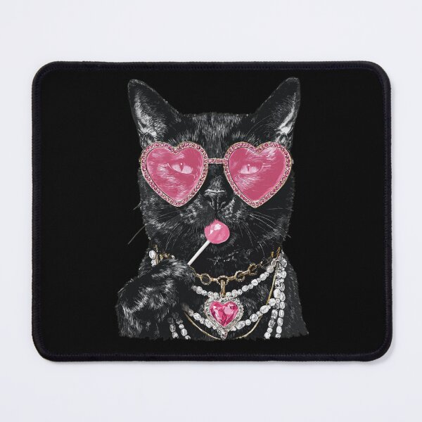 Item preview, Glam Black Cat with Hearts Sunglasses Boujee Animal Lollipop designed and sold by Ignorantarrive.