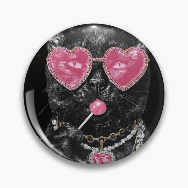 Item preview, Glam Black Cat with Hearts Sunglasses Boujee Animal Lollipop designed and sold by Ignorantarrive.