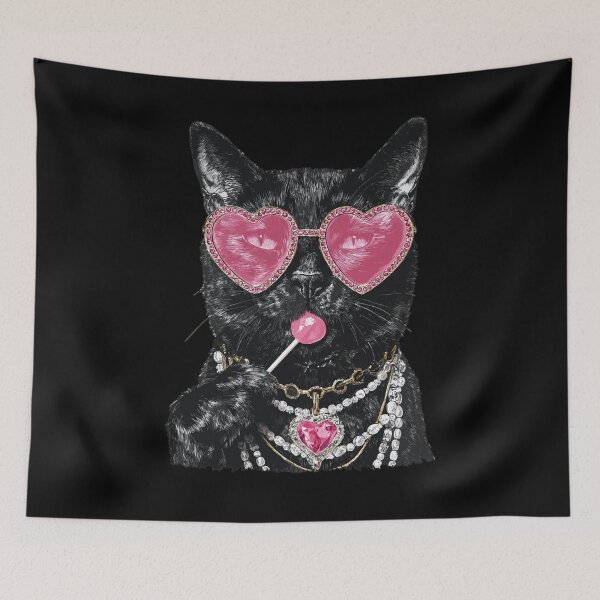 Item preview, Glam Black Cat with Hearts Sunglasses Boujee Animal Lollipop designed and sold by Ignorantarrive.