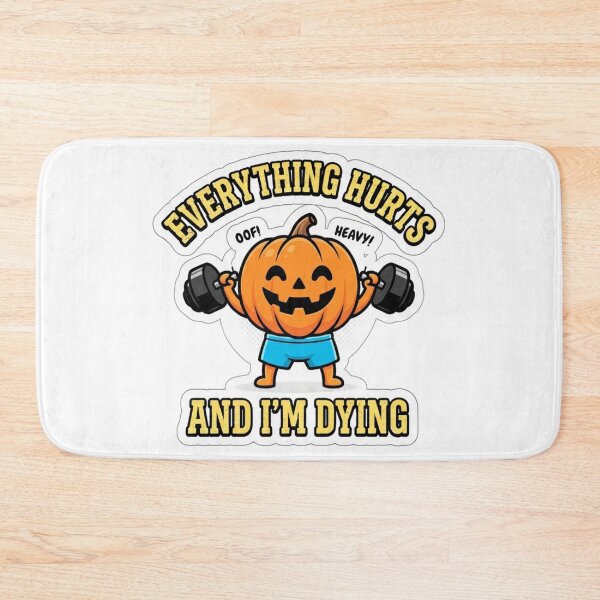 Item preview, Everything Hurts and I'm Dying Funny Halloween Pumpkin Gym designed and sold by KreatoLab.