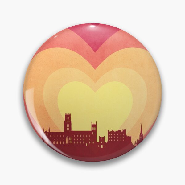 Item preview, Durham England Skyline Cityscape Hearts Red Yellow designed and sold by ArtPrints.