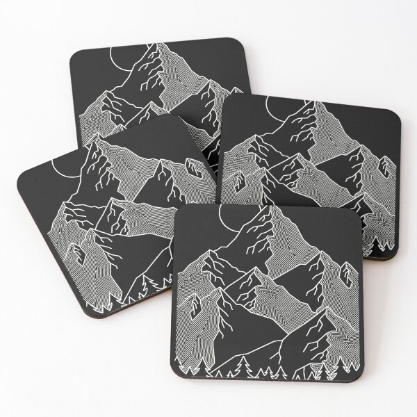 Item preview, Geometric Mountains Moon Line Art Outdoor designed and sold by YarningsandYear.