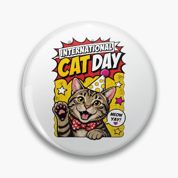 Item preview, International Cat Day Celebration Cat with Party Hat designed and sold by GiaoCalonas.